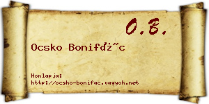 Ocsko Bonifác névjegykártya